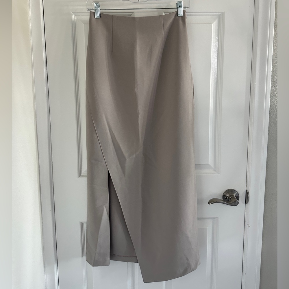 NWT The Frankie Shop grey midi skirt with slit